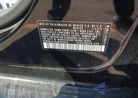 2018 Volkswagen Jetta 1.4T Se/1.4T Wolfsburg Edition from USA, damaged, VIN 3VWDB7AJ6JM259552
